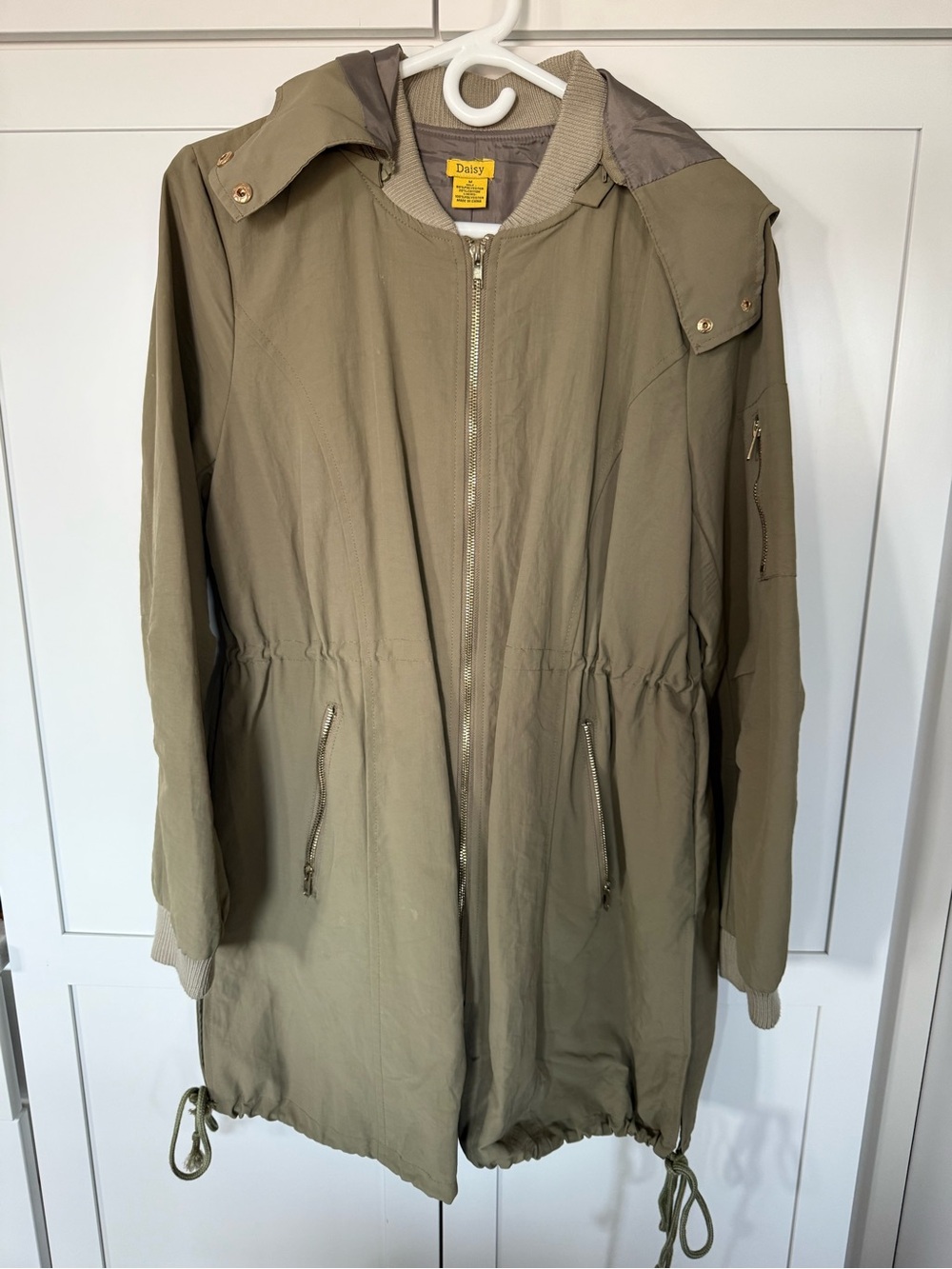 Daisy Olive Drawstring Hooded Fall Jacket - Picture 4 of 11